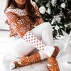 imageEXLURA Patterns Reindeer Ugly Christmas Sweater Jumper Pullover TopsOrange Print