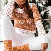 imageEXLURA Patterns Reindeer Ugly Christmas Sweater Jumper Pullover TopsOrange Print
