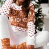 imageEXLURA Patterns Reindeer Ugly Christmas Sweater Jumper Pullover TopsOrange Print