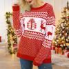 imageEXLURA Patterns Reindeer Ugly Christmas Sweater Jumper Pullover TopsRed