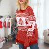 imageEXLURA Patterns Reindeer Ugly Christmas Sweater Jumper Pullover TopsRed