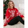 imageEXLURA Patterns Reindeer Ugly Christmas Sweater Jumper Pullover TopsRed Snow Print