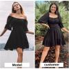 imageEXLURA Womens Lantern Sleeve Tie Back Summer Dress Ruffled Off Shoulder ALine Vintage Mini DressBlack