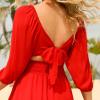 imageEXLURA Womens Lantern Sleeve Tie Back Summer Dress Ruffled Off Shoulder ALine Vintage Mini DressShort Sleevered