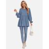 imageEXLURA Womens Long Sleeve Blouses Swiss Dot Babydoll Loose Fit Maternity Tops 2025 Fall Tunic Shirts Dressy Casual TopsDark Blue