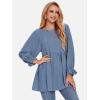 imageEXLURA Womens Long Sleeve Blouses Swiss Dot Babydoll Loose Fit Maternity Tops 2025 Fall Tunic Shirts Dressy Casual TopsDark Blue