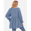 imageEXLURA Womens Long Sleeve Blouses Swiss Dot Babydoll Loose Fit Maternity Tops 2025 Fall Tunic Shirts Dressy Casual TopsDark Blue