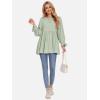 imageEXLURA Womens Long Sleeve Blouses Swiss Dot Babydoll Loose Fit Maternity Tops 2025 Fall Tunic Shirts Dressy Casual TopsGrey Green