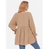 imageEXLURA Womens Long Sleeve Blouses Swiss Dot Babydoll Loose Fit Maternity Tops 2025 Fall Tunic Shirts Dressy Casual TopsKhaki