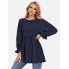 imageEXLURA Womens Long Sleeve Blouses Swiss Dot Babydoll Loose Fit Maternity Tops 2025 Fall Tunic Shirts Dressy Casual TopsNavy Blue