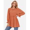 imageEXLURA Womens Long Sleeve Blouses Swiss Dot Babydoll Loose Fit Maternity Tops 2025 Fall Tunic Shirts Dressy Casual TopsOrange Red