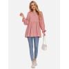 imageEXLURA Womens Long Sleeve Blouses Swiss Dot Babydoll Loose Fit Maternity Tops 2025 Fall Tunic Shirts Dressy Casual TopsPink