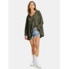 imageEXLURA Womens Spring Long Sleeve Shirts V Neck Casual Maternity Tops Loose Babydoll Pullover Dressy Tunic Blouse Outfits 2025Army Green