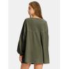 imageEXLURA Womens Spring Long Sleeve Shirts V Neck Casual Maternity Tops Loose Babydoll Pullover Dressy Tunic Blouse Outfits 2025Army Green