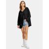 imageEXLURA Womens Spring Long Sleeve Shirts V Neck Casual Maternity Tops Loose Babydoll Pullover Dressy Tunic Blouse Outfits 2025Black