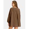 imageEXLURA Womens Spring Long Sleeve Shirts V Neck Casual Maternity Tops Loose Babydoll Pullover Dressy Tunic Blouse Outfits 2025Coffee