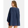 imageEXLURA Womens Spring Long Sleeve Shirts V Neck Casual Maternity Tops Loose Babydoll Pullover Dressy Tunic Blouse Outfits 2025Dark Blue