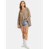 imageEXLURA Womens Spring Long Sleeve Shirts V Neck Casual Maternity Tops Loose Babydoll Pullover Dressy Tunic Blouse Outfits 2025Dark Khaki
