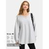 imageEXLURA Womens Spring Long Sleeve Shirts V Neck Casual Maternity Tops Loose Babydoll Pullover Dressy Tunic Blouse Outfits 2025Grey