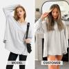 imageEXLURA Womens Spring Long Sleeve Shirts V Neck Casual Maternity Tops Loose Babydoll Pullover Dressy Tunic Blouse Outfits 2025Grey