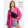 imageEXLURA Womens Spring Long Sleeve Shirts V Neck Casual Maternity Tops Loose Babydoll Pullover Dressy Tunic Blouse Outfits 2025Hot Pink