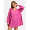 imageEXLURA Womens Spring Long Sleeve Shirts V Neck Casual Maternity Tops Loose Babydoll Pullover Dressy Tunic Blouse Outfits 2025Hot Pink