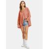 imageEXLURA Womens Spring Long Sleeve Shirts V Neck Casual Maternity Tops Loose Babydoll Pullover Dressy Tunic Blouse Outfits 2025Orange