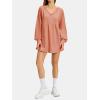 imageEXLURA Womens Spring Long Sleeve Shirts V Neck Casual Maternity Tops Loose Babydoll Pullover Dressy Tunic Blouse Outfits 2025Orange
