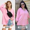 imageEXLURA Womens Spring Long Sleeve Shirts V Neck Casual Maternity Tops Loose Babydoll Pullover Dressy Tunic Blouse Outfits 2025Pink