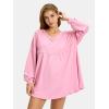 imageEXLURA Womens Spring Long Sleeve Shirts V Neck Casual Maternity Tops Loose Babydoll Pullover Dressy Tunic Blouse Outfits 2025Pink