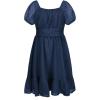 imageEXLURA Girls 2024 Summer Dress Square Neck Tie Back Puff Sleeve Ruffle Hem Off Shoulder A Line Casual Elegant Dresses 615YDark Blue