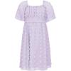 imageEXLURA Girls 2025 Summer Dresses Short Sleeve Swiss Dot Square Neck Flowy A Line Kids Dress Casual Party Midi Dress 615YLight Purple