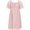 imageEXLURA Girls 2025 Summer Dresses Short Sleeve Swiss Dot Square Neck Flowy A Line Kids Dress Casual Party Midi Dress 615YPink