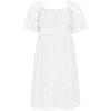 imageEXLURA Girls 2025 Summer Dresses Short Sleeve Swiss Dot Square Neck Flowy A Line Kids Dress Casual Party Midi Dress 615YWhite