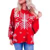 imageEXLURA Patterns Reindeer Ugly Christmas Sweater Jumper Pullover TopsRed Snow Print
