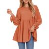 imageEXLURA Womens Long Sleeve Blouses Swiss Dot Babydoll Loose Fit Maternity Tops 2025 Fall Tunic Shirts Dressy Casual TopsOrange Red