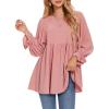 imageEXLURA Womens Long Sleeve Blouses Swiss Dot Babydoll Loose Fit Maternity Tops 2025 Fall Tunic Shirts Dressy Casual TopsPink