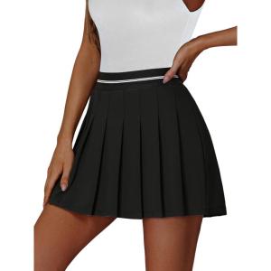 imageEXLURA Womens Mini Pleated Skirts High Waist Stretchy School Girl Outfit A Line Golf Tennis Skirt Skort Lining Shorts 2024Black