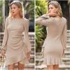 imageByinns Womens 2024 Knit Sweater Bodycon Mini Dress Ribbed Long Sleeve Ruffle Hem Cocktail Party Sexy Fall Winter DressesApricot