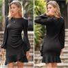 imageByinns Womens 2024 Knit Sweater Bodycon Mini Dress Ribbed Long Sleeve Ruffle Hem Cocktail Party Sexy Fall Winter DressesBlack