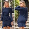 imageByinns Womens 2024 Knit Sweater Bodycon Mini Dress Ribbed Long Sleeve Ruffle Hem Cocktail Party Sexy Fall Winter DressesDark Blue