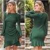 imageByinns Womens 2024 Knit Sweater Bodycon Mini Dress Ribbed Long Sleeve Ruffle Hem Cocktail Party Sexy Fall Winter DressesGreen