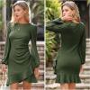 imageByinns Womens 2024 Knit Sweater Bodycon Mini Dress Ribbed Long Sleeve Ruffle Hem Cocktail Party Sexy Fall Winter DressesOlive Green