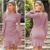 imageByinns Womens 2024 Knit Sweater Bodycon Mini Dress Ribbed Long Sleeve Ruffle Hem Cocktail Party Sexy Fall Winter DressesPink