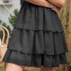 imageByinns Womens Square Neck Sleeveless Ruffle Dress High Waist Backless Tiered Smocked Strappy Casual Short Mini DressesBlack