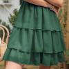 imageByinns Womens Square Neck Sleeveless Ruffle Dress High Waist Backless Tiered Smocked Strappy Casual Short Mini DressesDark Green