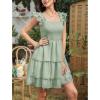 imageByinns Womens Square Neck Sleeveless Ruffle Dress High Waist Backless Tiered Smocked Strappy Casual Short Mini DressesLight Green