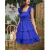imageByinns Womens Square Neck Sleeveless Ruffle Dress High Waist Backless Tiered Smocked Strappy Casual Short Mini DressesNavy Blue