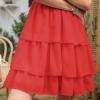 imageByinns Womens Square Neck Sleeveless Ruffle Dress High Waist Backless Tiered Smocked Strappy Casual Short Mini DressesRed