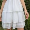 imageByinns Womens Square Neck Sleeveless Ruffle Dress High Waist Backless Tiered Smocked Strappy Casual Short Mini DressesWhite